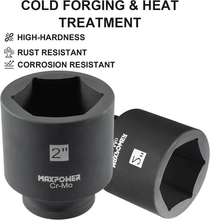 Max Power 3/4 Inch Drive 2 inch Deep Impact Socket with 6-Point Design, Made with Heat-Treated Chrome Molybdenum Steel, SAE - Image 5